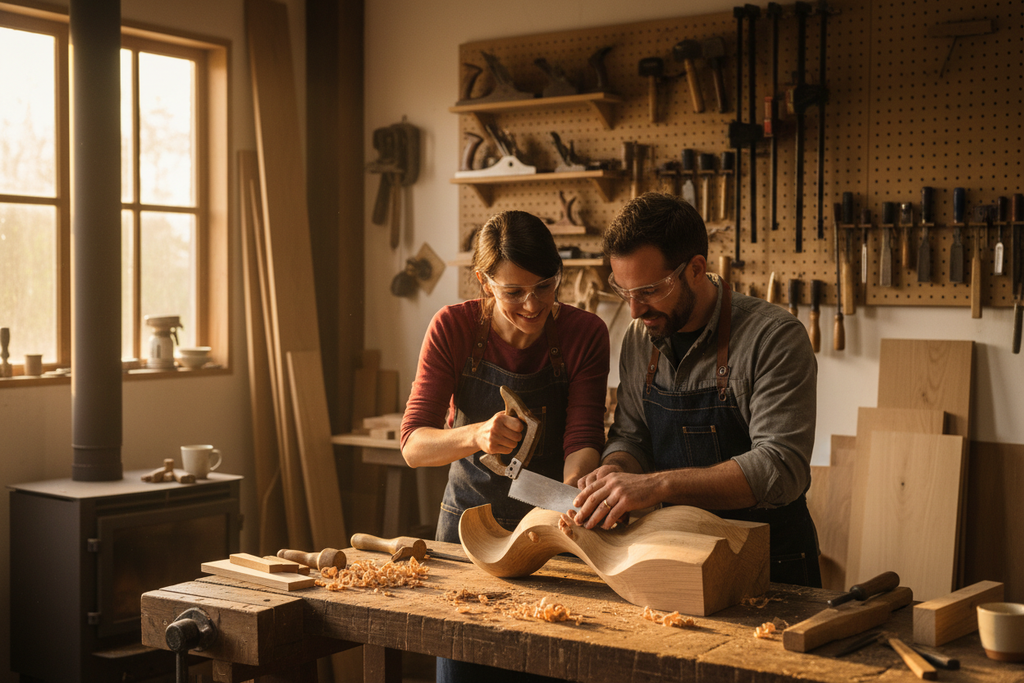 couple woodworking together